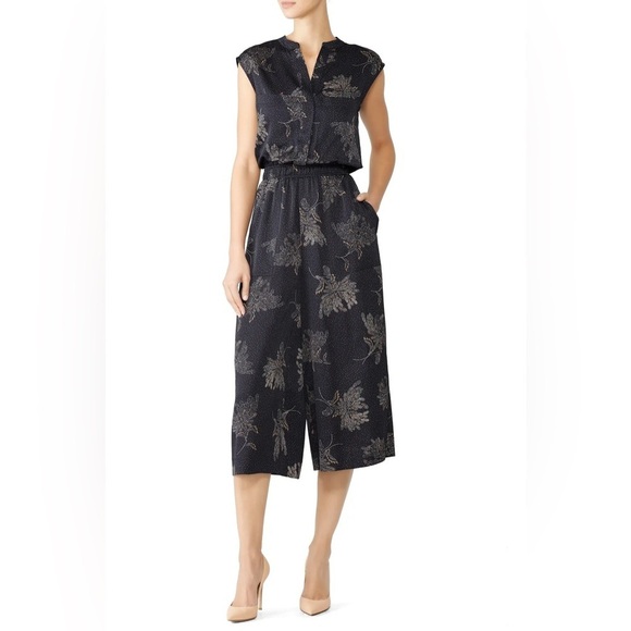 VINCE / Woodblock Floral crop Sleeveless Jumpsuit Coastal XL - Picture 1 of 6